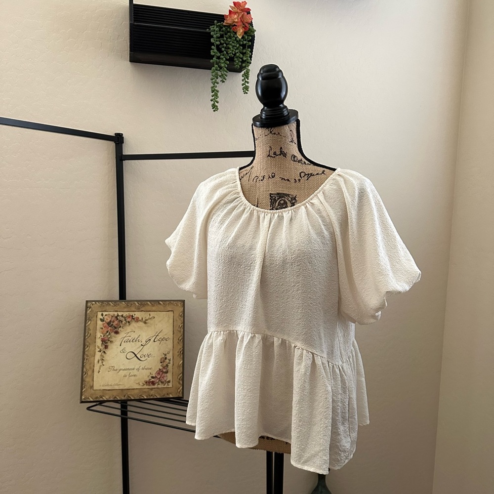 Beautiful Cream Top by Blu Pepper